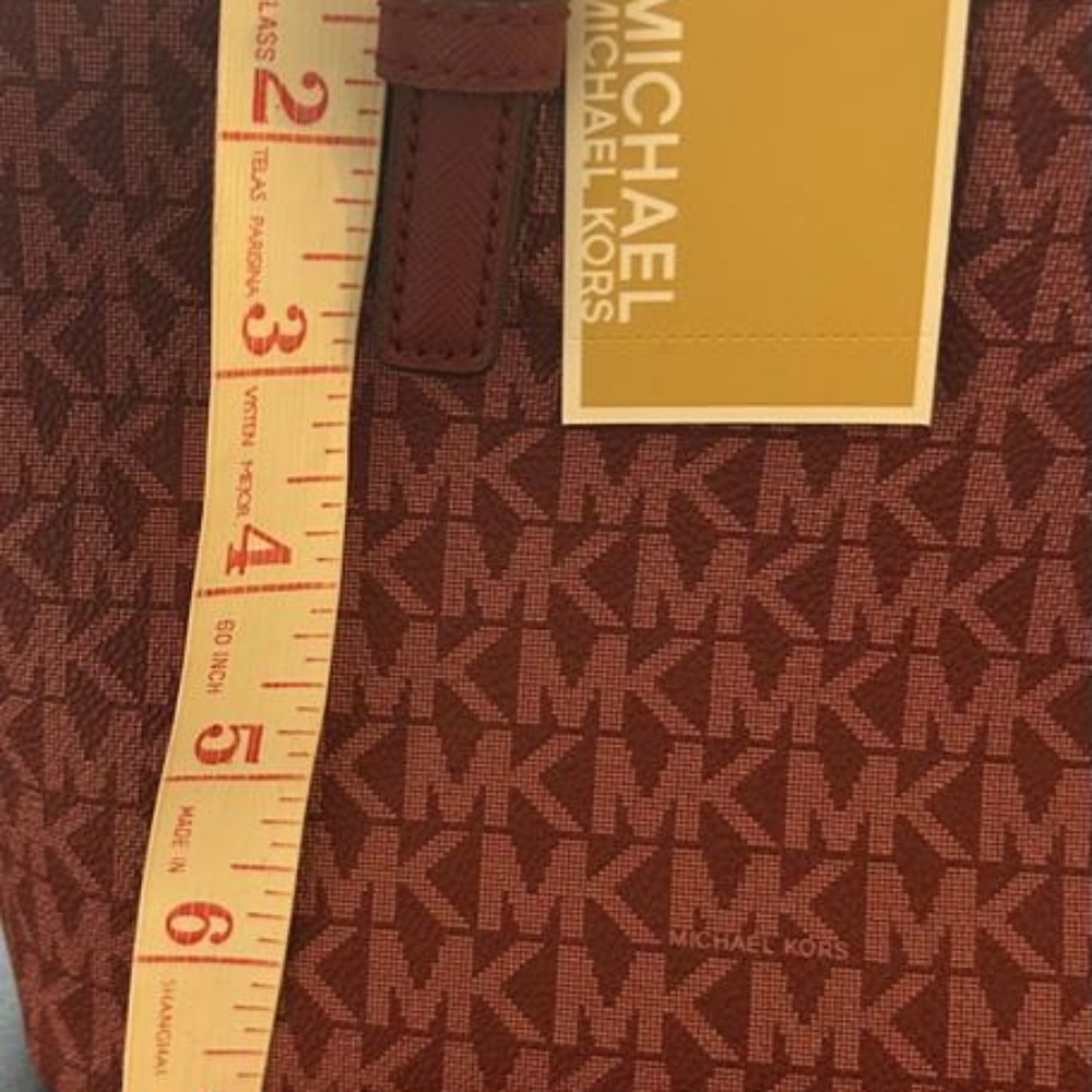 Michael Kors Red Tote with MK Logo and Leather Handles - Picture 5 of 12